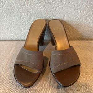 Stuart  Weitzman Tan Platform Wedge Slide Sandals